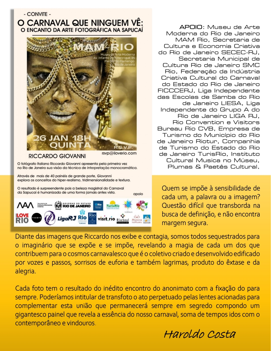 "O CARNAVAL QUE NINGUÉM VÊ”  Riccardo Giovanni
